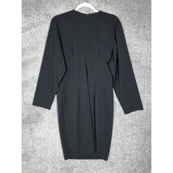 Ashley Stuart‎ Dress Womens Size 16 Stretch Black Long Sleeve Removeable Chain - Picture 2 of 8